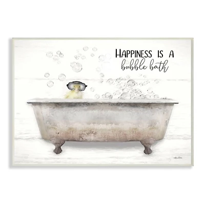 Stupell Industries Happiness is a Bubble Bath Quote Bathroom Tub Chick Wall Plaque