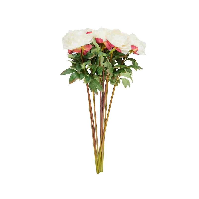 31" White Peony Artificial Flower Stem with Pink Accents, 8ct.