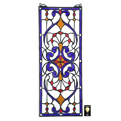 Design Toscano 22.5" Hyde Street Tiffany-Style Stained Glass Window Hanging Décor 