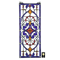 Design Toscano 22.5" Hyde Street Tiffany-Style Stained Glass Window Hanging Décor 