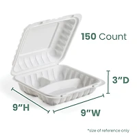 9" 3-Compartment Clamshell Take Out Containers