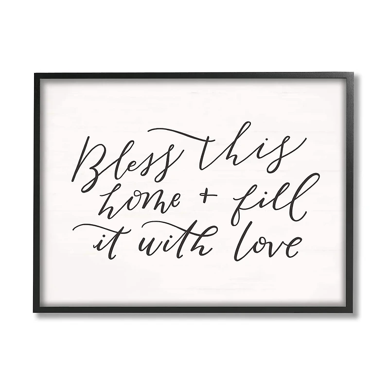 Stupell Industries Bless This Home with Love Family Motivational Phrase Framed Giclee Art