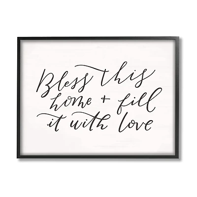Stupell Industries Bless This Home with Love Family Motivational Phrase Framed Giclee Art