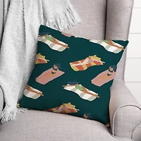 Navy Sun Bathers Pattern Throw Pillow