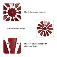 Glitzhome® 28.5" Red Metal Wind Spinner Wall Décor