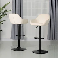 Glitzhome® Mid-Century Leatherette Gaslift Adjustable Swivel Bar Stool Set