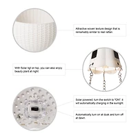 Glitzhome® 30" Solar Lighted White Plastic Hanging Planter