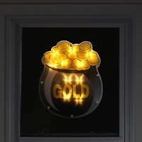 12" St. Patrick's Day Pot of Gold LED Lighted Window Silhouette Decoration
