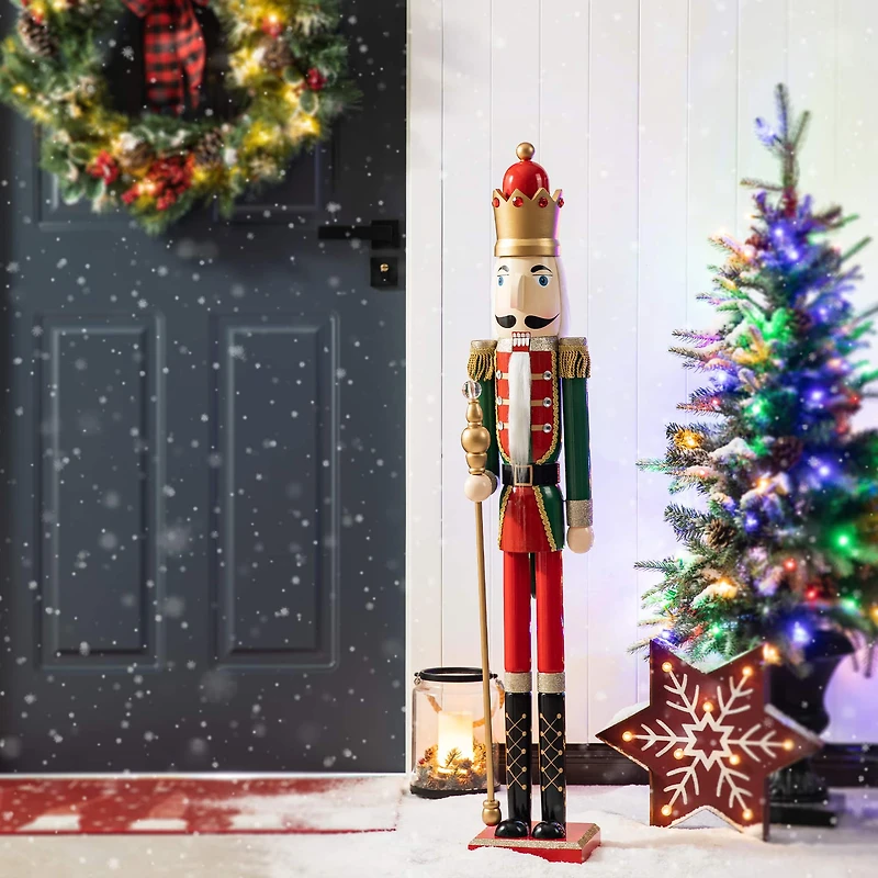 Glitzhome® 42" Wooden Christmas King Nutcracker