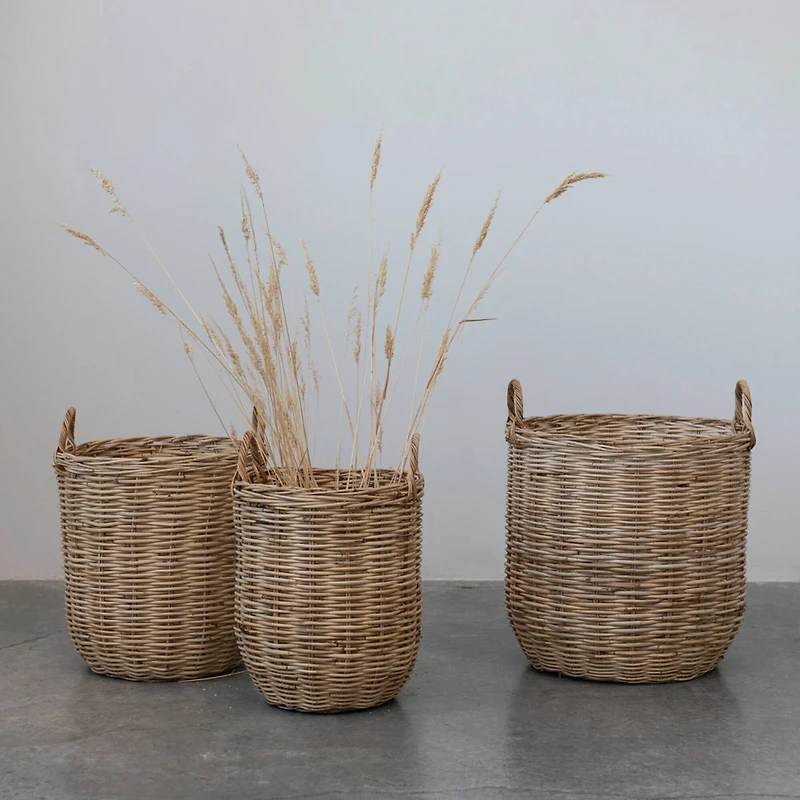 Hello Honey® Natural Woven Rattan Storage Basket Set