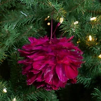5.5" Pink & Gold Glitter Tipped Feather Ball Ornament