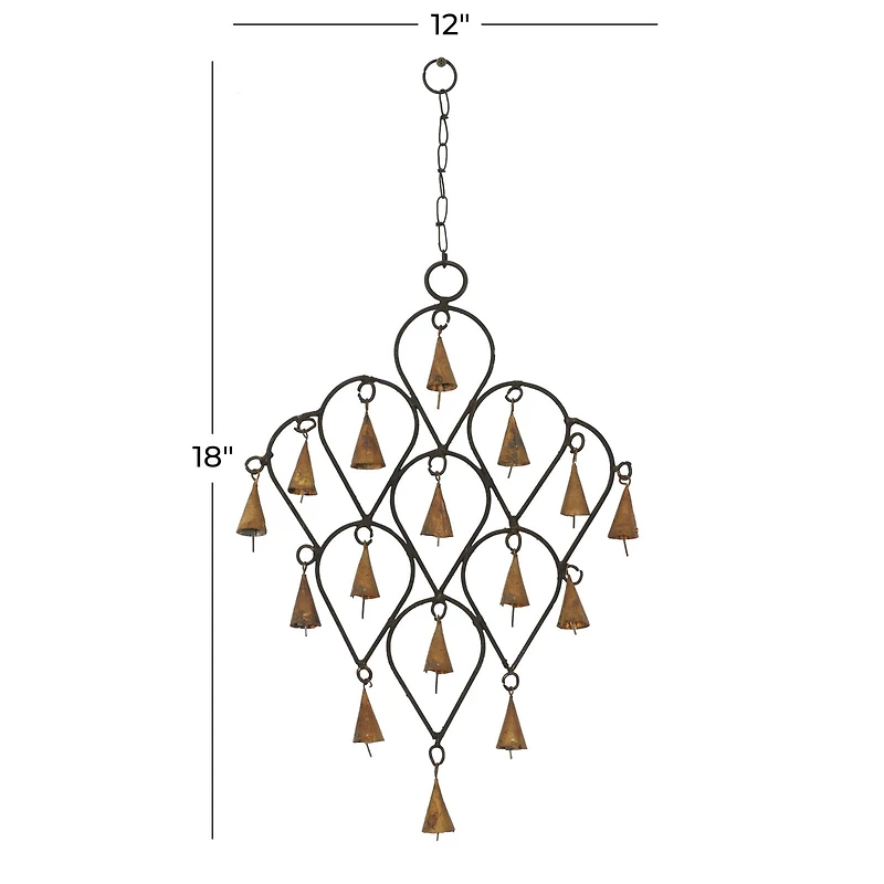 18" Brass Metal Eclectic Hoops Wind Chime