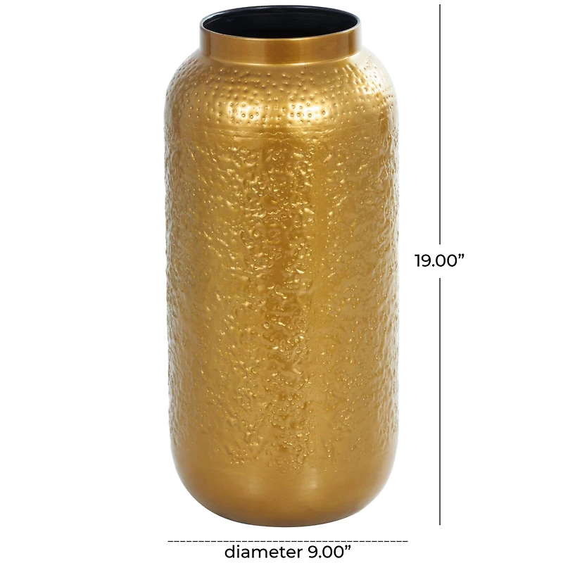 Gold Metal Textured Hammered Vase