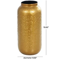 Gold Metal Textured Hammered Vase