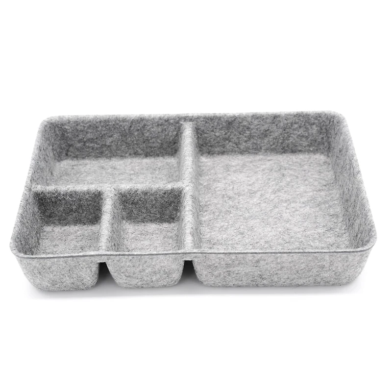 Welaxy 2 Piece Felt 4 Compartment Drawer Organizer Trays