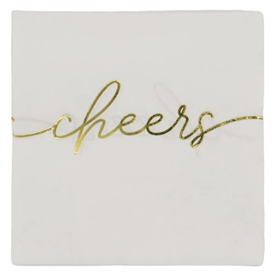 Gold & White Cheers Beverage Napkins, 20ct. by Celebrate It™