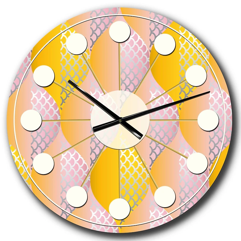 Designart 'Golden Geometrical Diamond Pattern Iv Mid-Century Modern Wall Clock