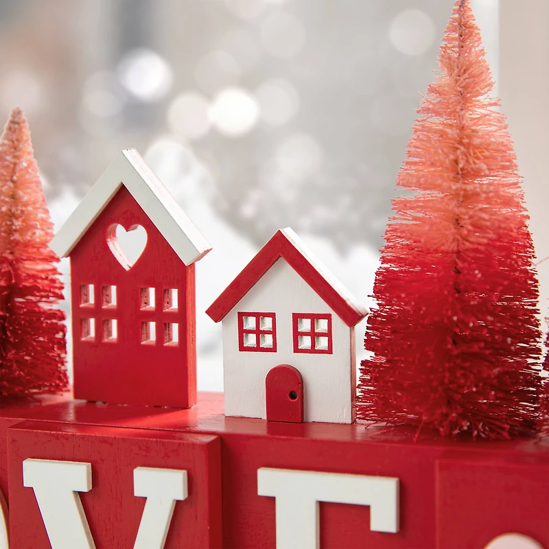 Glitzhome® 14" Valentine's Wooden Love House & Tree Table Décor