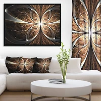 Designart - Fractal Flower Brown Black Digital Art
