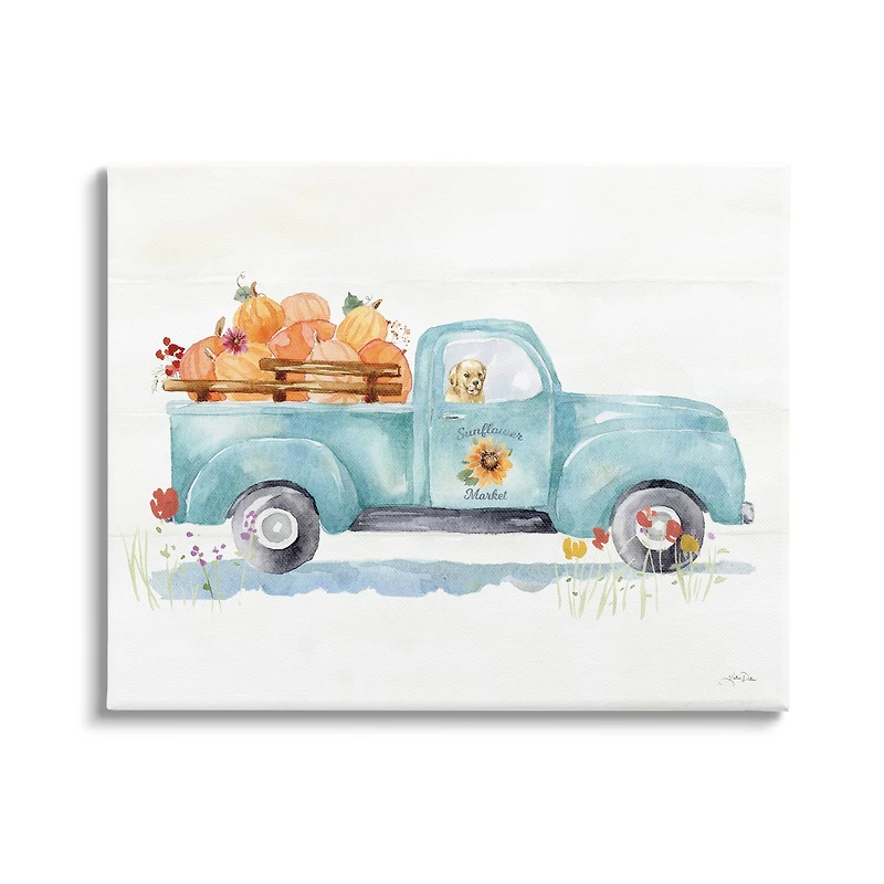 Stupell Industries Sunflower Market Pumpkin Truck Canvas Wall Art