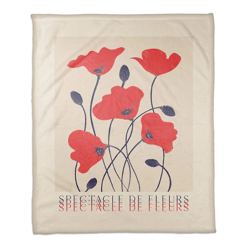 Spectacle De Fleurs 50" x 60" Coral Fleece Blanket