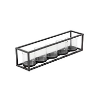 22" Black Iron Contemporary 5 Candlestick Holder