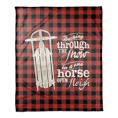 One Horse Open Sleigh 50x60 Coral Fleece Blanket