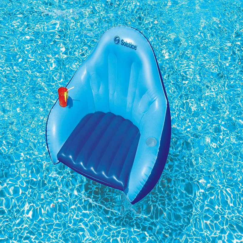 Solstice 67" Blue Inflatable Convertible Floating Pool Lounger with Mesh Seat