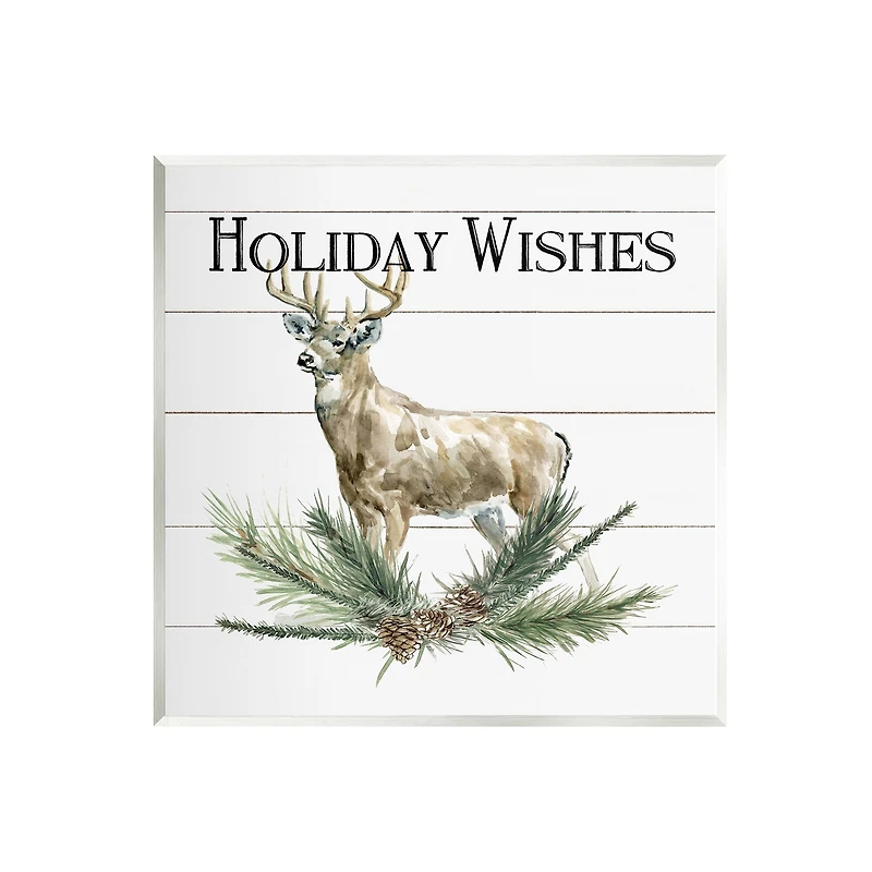 Stupell Industries Holiday Wishes Seasonal Deer Wall Plaque Art
