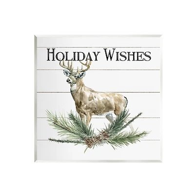 Stupell Industries Holiday Wishes Seasonal Deer Wall Plaque Art
