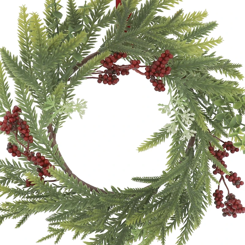 12" Mini Pine with Red Berry & Eucalyptus Wreath by Ashland®