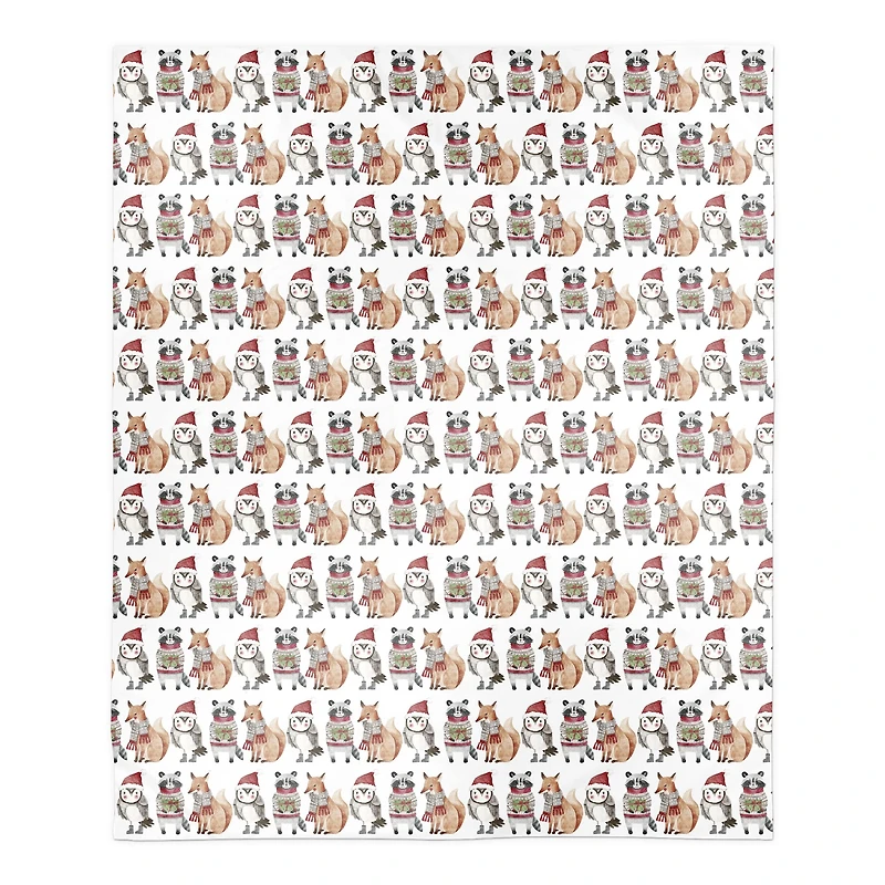 Christmas Woodland Characters 50" x 60" Sherpa Fleece Blanket