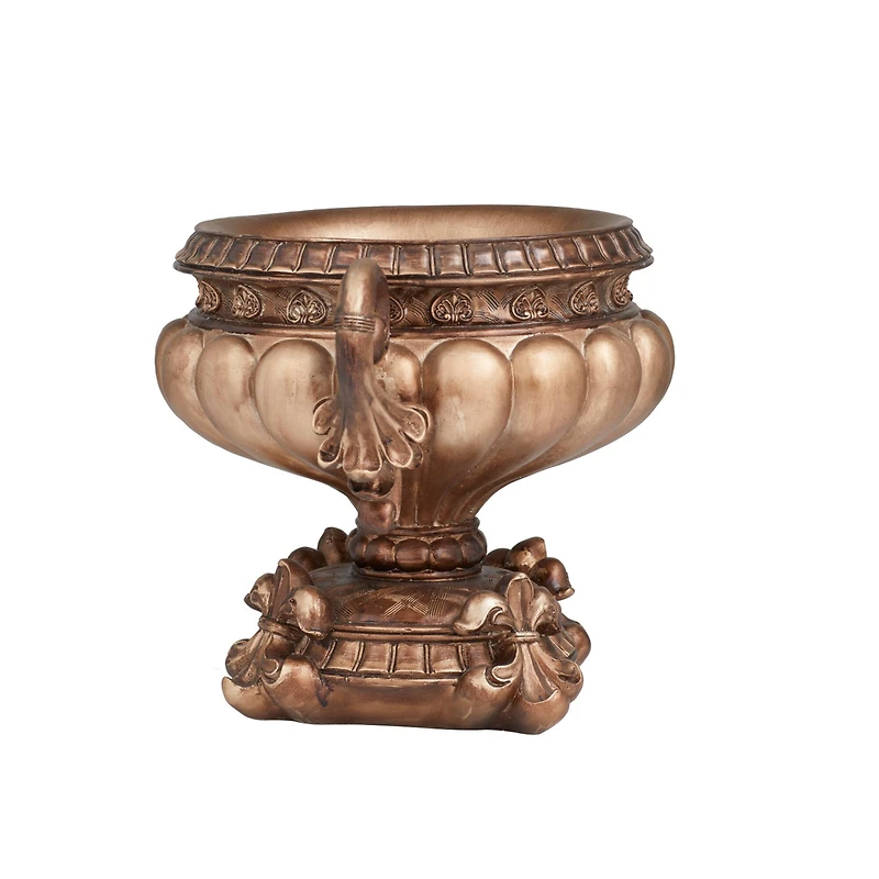 Bronze Polystone Traditional Decorative Bowl, 11" x 17" x 11"
