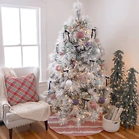 6.5ft. Pre-Lit Flocked Bavarian Pine Artificial Christmas Tree, Clear Lights
