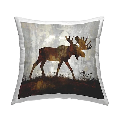 Stupell Industries Moose Stepping Forest Silhouette Rustic Design Throw Pillow, 18" x 18"