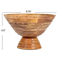 Hello Honey® 9.75" Ridged Mango Wood Footed Bowl