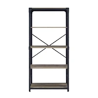 Walker Edison 64" Graywash Angle Iron Industrial Bookcase