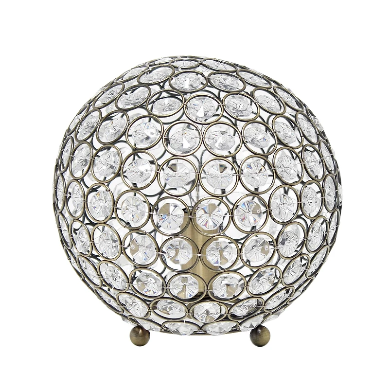 Lalia Home 8" Antique Brass Elipse Crystal Glam Orb Table Lamp