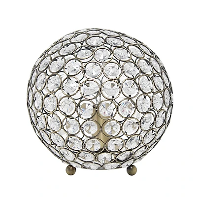 Lalia Home 8" Antique Brass Elipse Crystal Glam Orb Table Lamp