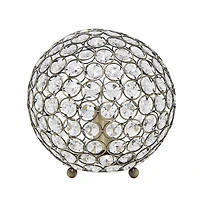 Lalia Home 8" Antique Brass Elipse Crystal Glam Orb Table Lamp