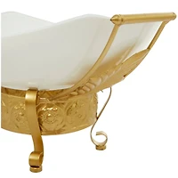 CosmoLiving by Cosmopolitan 24" White Glass Kitchen Serving Bowl with Gold Metal Scroll Stand
