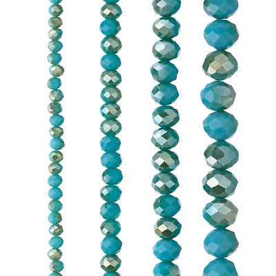Aqua Faceted Glass Round Beads by Bead Landing™
