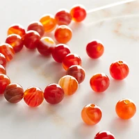 12 Pack:  Amber Banded Agate Round Beads, 6mm by Bead Landing™