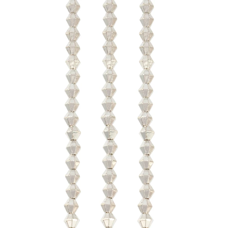 Silver Metal Faceted Bicone Beads, 4mm by Bead Landing™