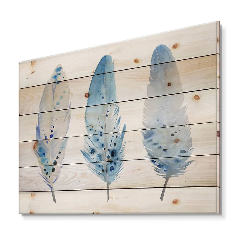 Designart - Blue Boho Feathers II