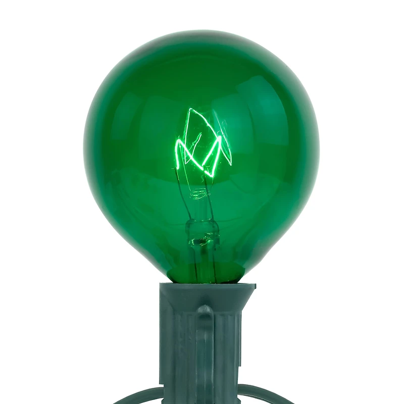 10-Count Green G50 Globe Christmas Patio Lights- 9ft  Green Wire