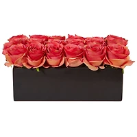 6'' Pink Roses in Black Planter