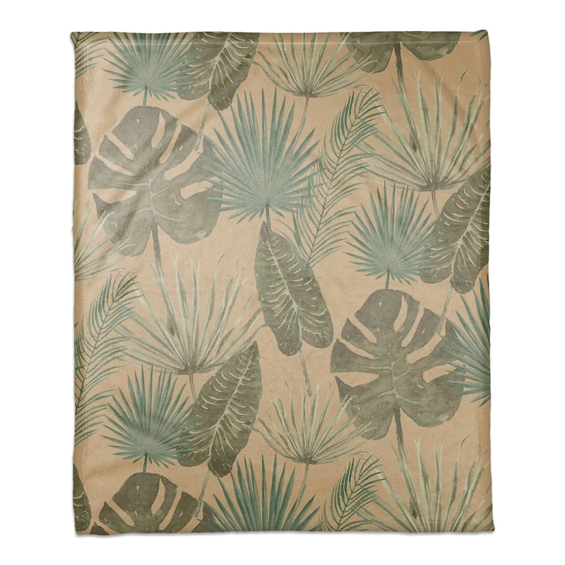 Tropical Palm Coral Fleece Blanket
