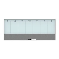 U Brands White Aluminum Framed Magnetic Glass Weekly Calendar Dry-Erase Board, 36" x 15"
