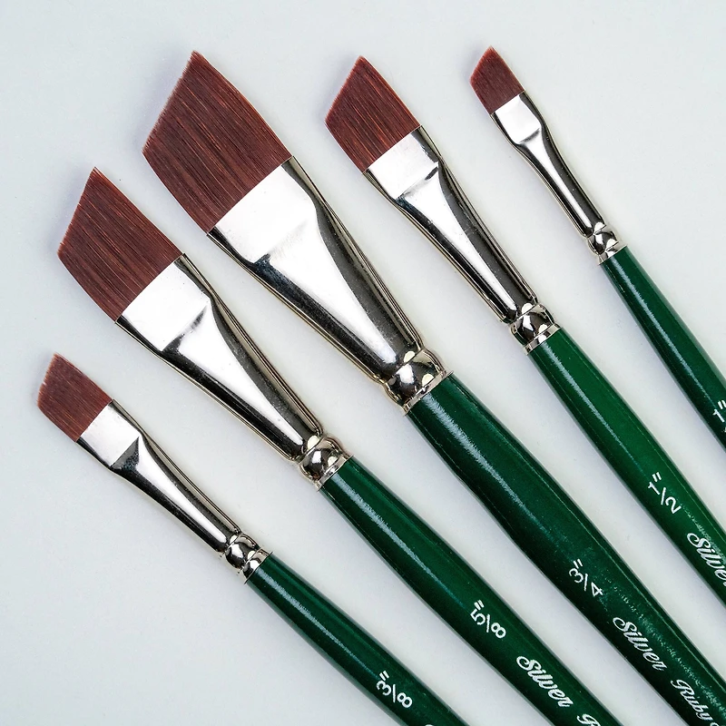 Silver Brush Limited Ruby Satin® 5 Piece Angles Brush Set